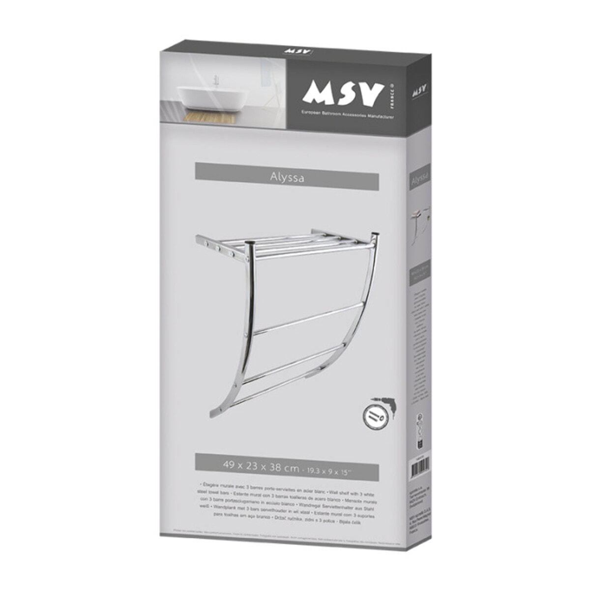 Porte serviettes & étagère murale en Acier chromé MSV