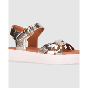 Sandalias de Piel - Platino - Tacón: 2 cm