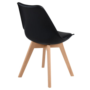 Lot de 2 chaises noires et pieds bois - Skandi