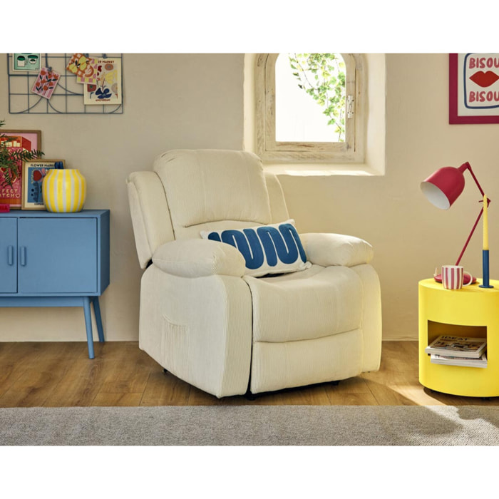 Armand - fauteuil relax électrique en velours côtelé - Beige