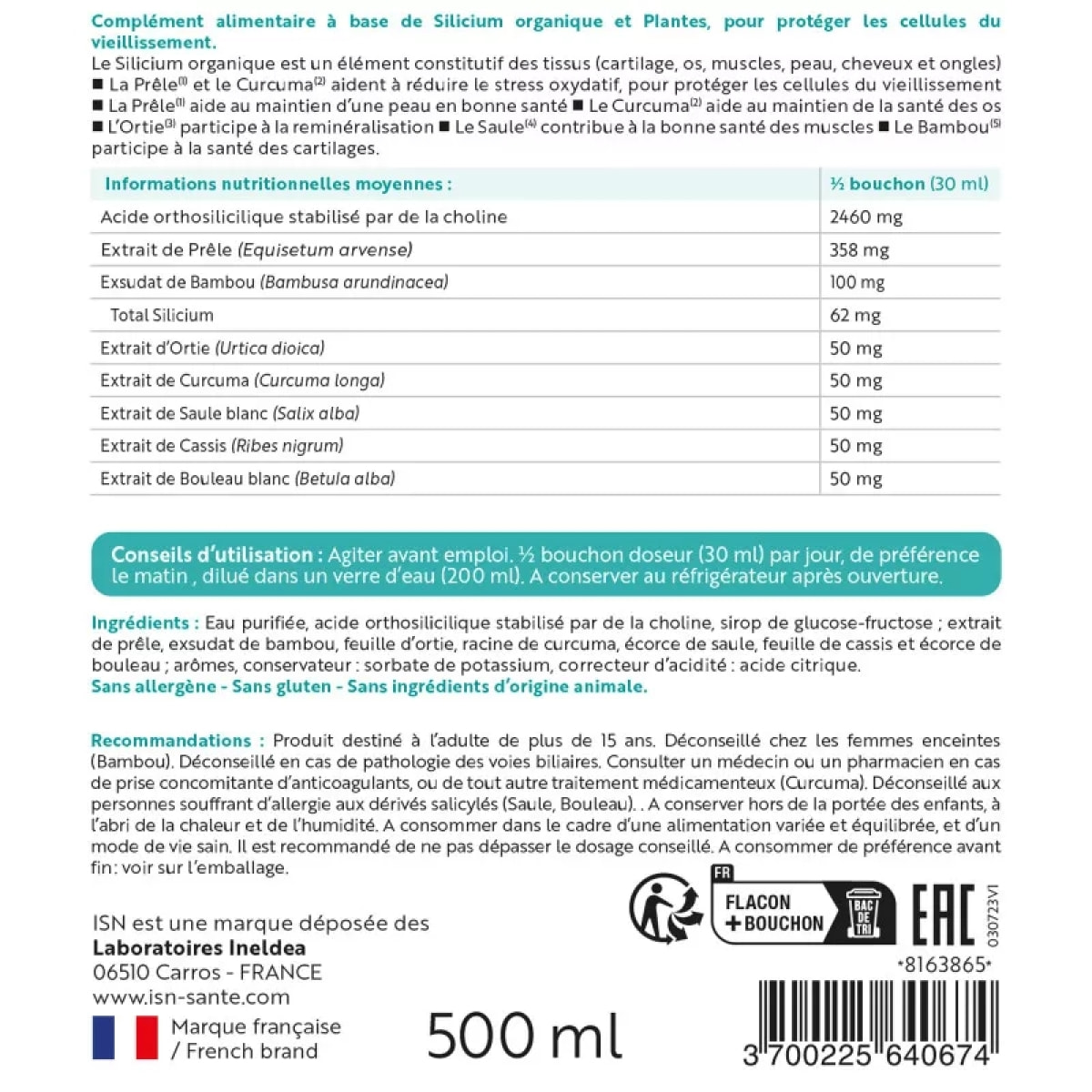 Ineldea Santé Naturelle - Silibiol Buvable - Complément alimentaire naturel - Protection cellulaire et anti-âge - Flacon de 500 ml avec bouchon doseur - Cure de 15 j