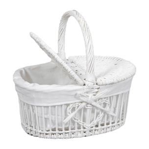 Set Di 2 Cestino In Vimini Con Manico. Larghezza 33 Cm - Pezzi 1 - 33X31X26cm - Colore: Bianco - Bianchi Dino - Cesteria