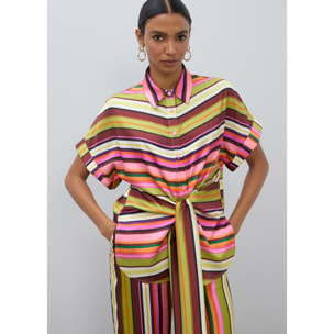 Culottes in raso con stampa multi-righe