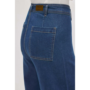 Jeans elasticizzati blu navy a gamba larga