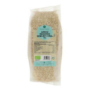 PLANETA HUERTO | Arroz Redondo Semi Integral ECO 500 g – Conserva el Germen y la Fibra Natural, Ideal para Cocción Lenta y Dietas Saludables
