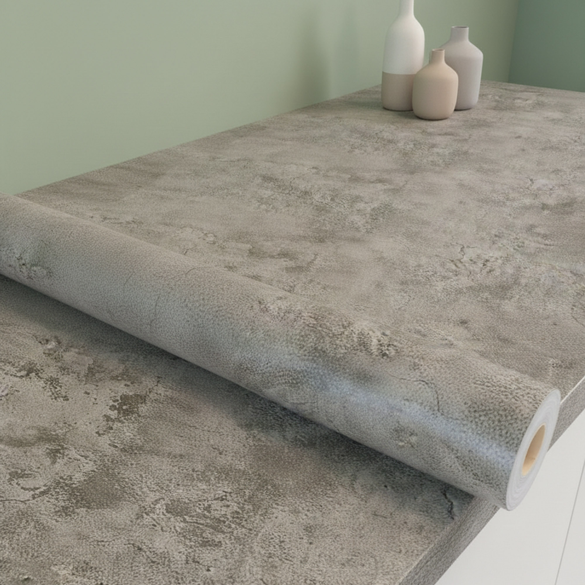 Vinyle adhésif protecteur - Effet béton ciré - 200 x 60 cm - Autocollants Revêtement Adhésif Cuisine Meubles Salle de bain