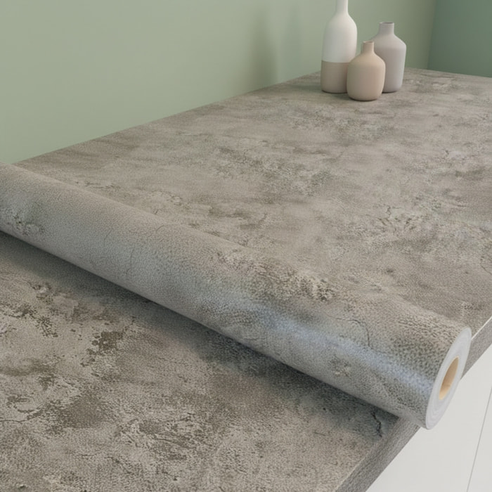 Vinyle adhésif protecteur - Effet béton ciré - 200 x 60 cm - Autocollants Revêtement Adhésif Cuisine Meubles Salle de bain