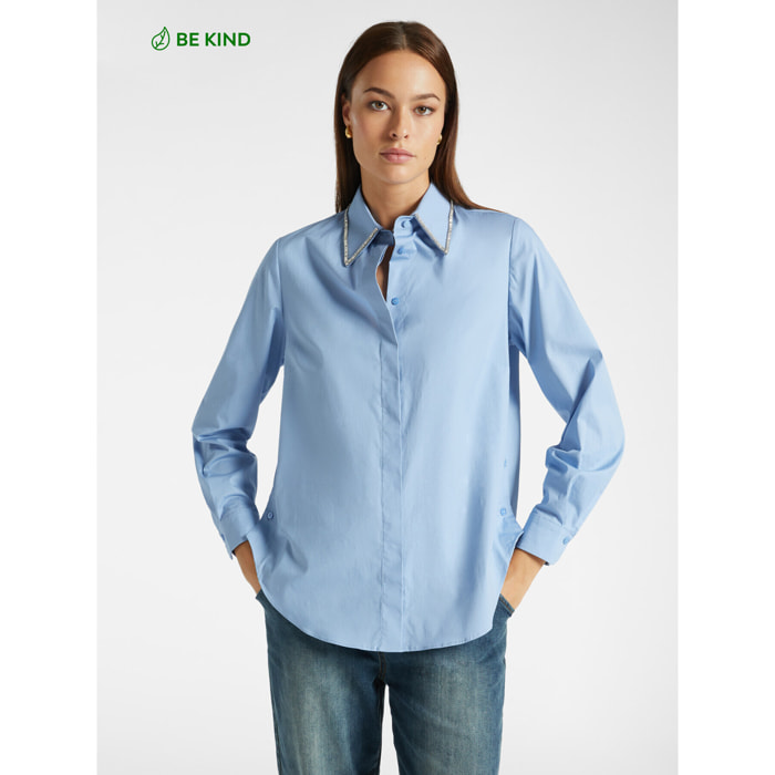 Elena Mirò - Camicia con colletto staccabile ricamato - Azzurro