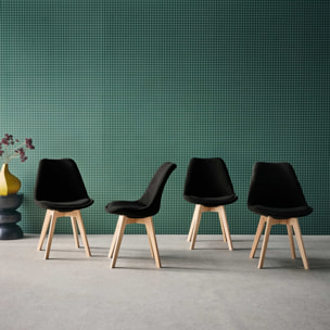 Chaise scandinave bois de hêtre et velours côtelé (lot de 4) NILS