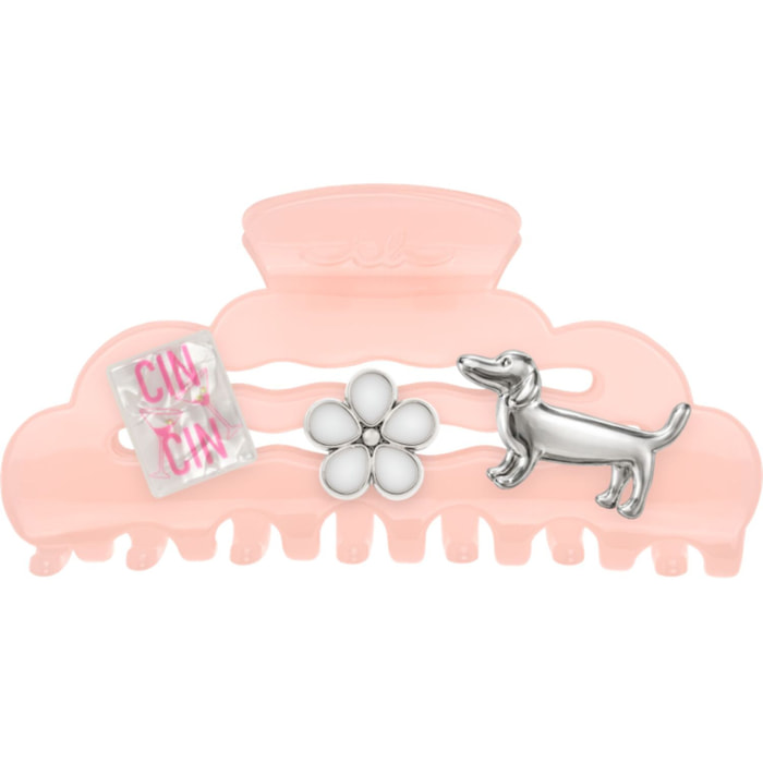 Myclaw Hug me, Baby - Pince à Cheveux Rose + 5 Charms