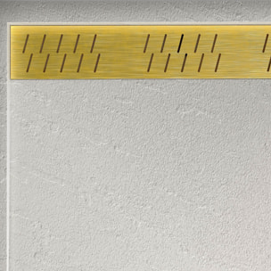 Paroi de Douche 100x200cm + Grille Finition Or Doré Brossé + Receveur Blanc effet pierre 100x80x4cm