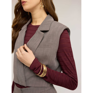 Motivi - Gilet corto con revers - Grigio