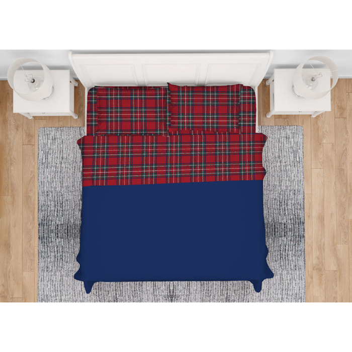 Completo Lenzuola 100% Cotone Kilt Rosso