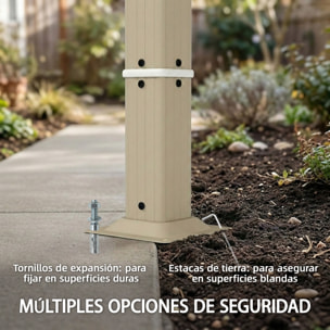 Pérgola de Jardín 3x4 m, Cenador de Jardín con Techo Ondulado, 4 Cortinas Extraíbles, Protección UPF50+ y Estructura de Acero Resistente, Pabellón para Exterior, Patio, Terraza, Beige
