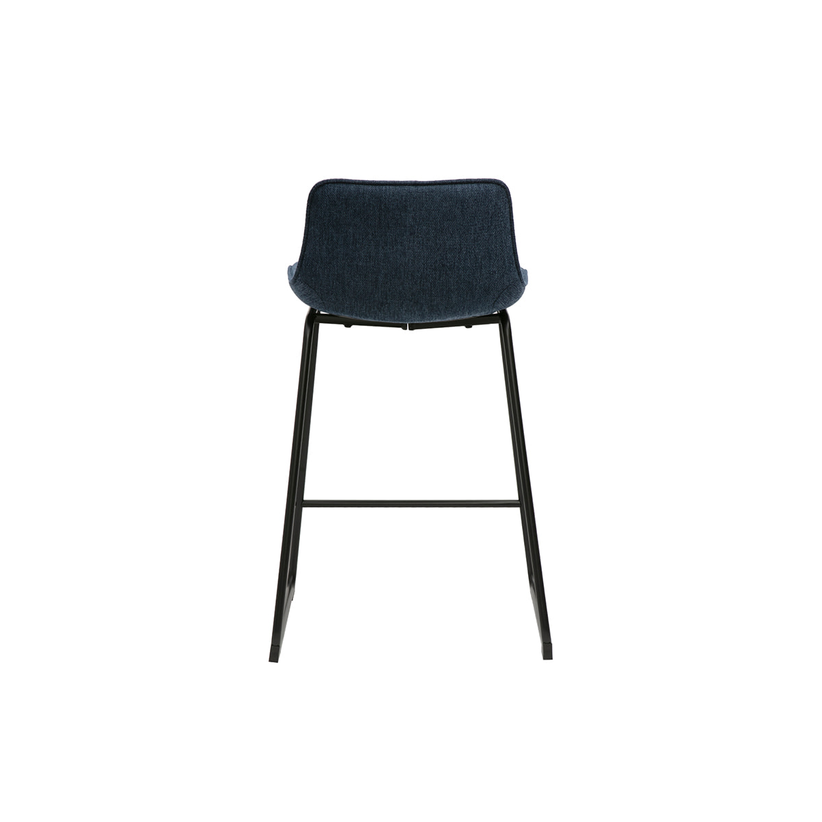 Tabourets de bar en tissu effet velours texturé bleu foncé et métal H65 cm (lot de 2) BOOST