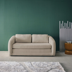 Canapé convertible 2 places tissu chenille gris clair - L 170 x P 95 x H 76cm - Twist