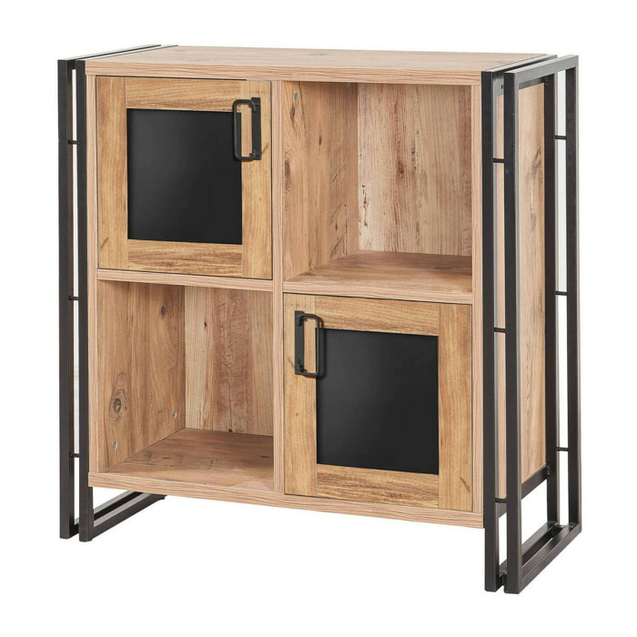 Credenza Dpilon, Buffet da soggiorno, Madia da salotto, Dispensa da cucina, 89x35h89 cm, Quercia e Nero