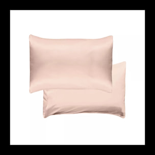 Taie d'oreiller soie uni rose Jouvence petale