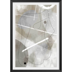 Affiche abstrait et soft line n°1 Affiche + cadre en bois - Noir