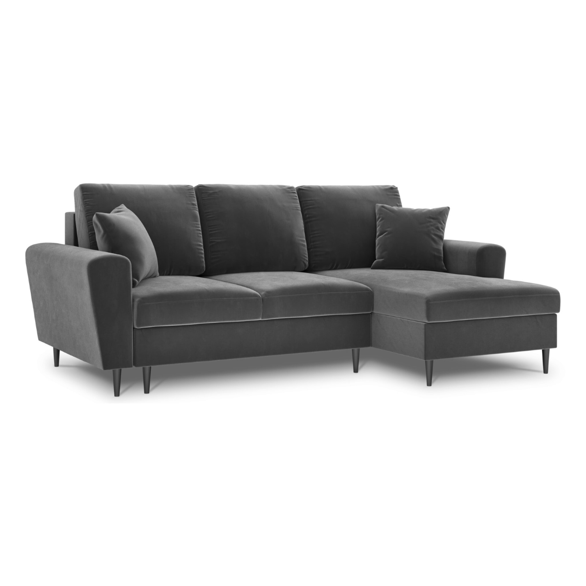 Canapé d'angle droit convertible avec coffre de rangement "Kyoto" 4 places en velours gris clair