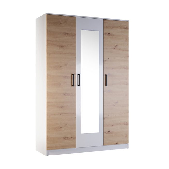 Hayato - armoire - bois et blanc - 135 cm - Bois / Blanc