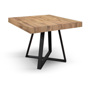 Tavolo FORTE DEI MARMI in legno, finitura rovere rustico e base a X in metallo antracite, allungabile 95x90 cm - 145 x 90 cm