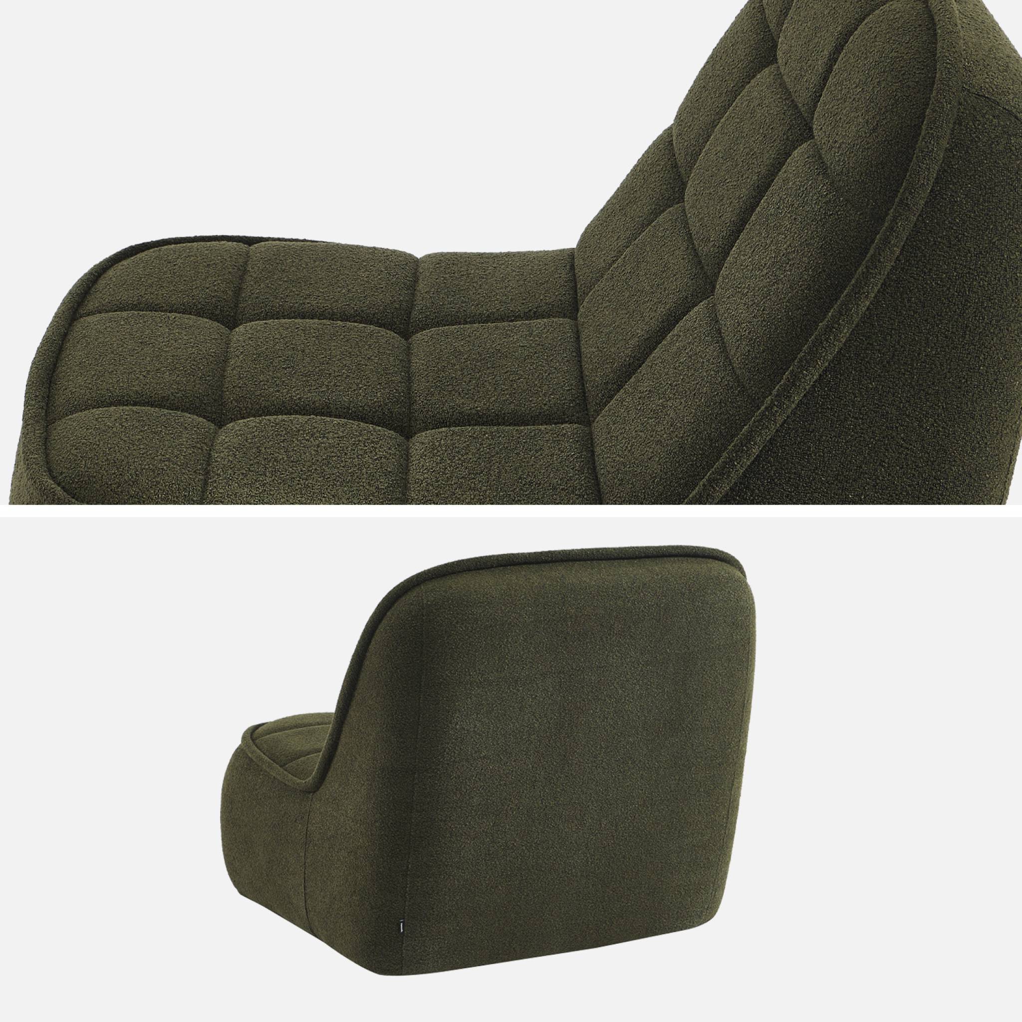 Chauffeuse bouclette texturée 1 place kaki L 93 x P 104 x H 85cm - Boni