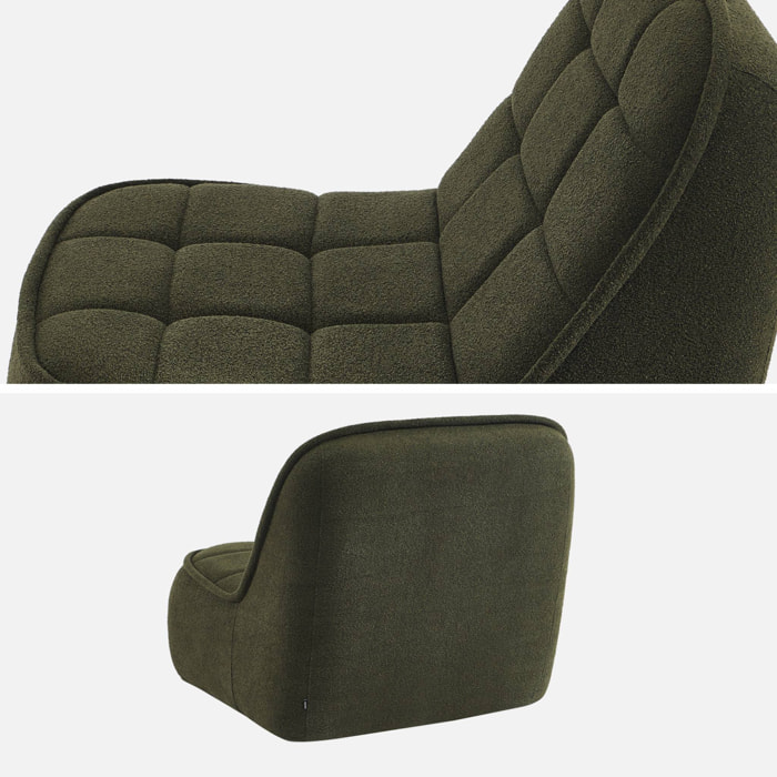 Chauffeuse bouclette texturée 1 place kaki L 93 x P 104 x H 85cm - Boni