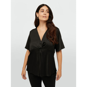 Fiorella Rubino - Blusa de viscosa LENZING™ ECOVERO™ con nudo - Negro