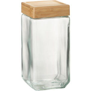 J-Line pot de conservation Louis - verre/bambou - transparent/naturel -  extra large