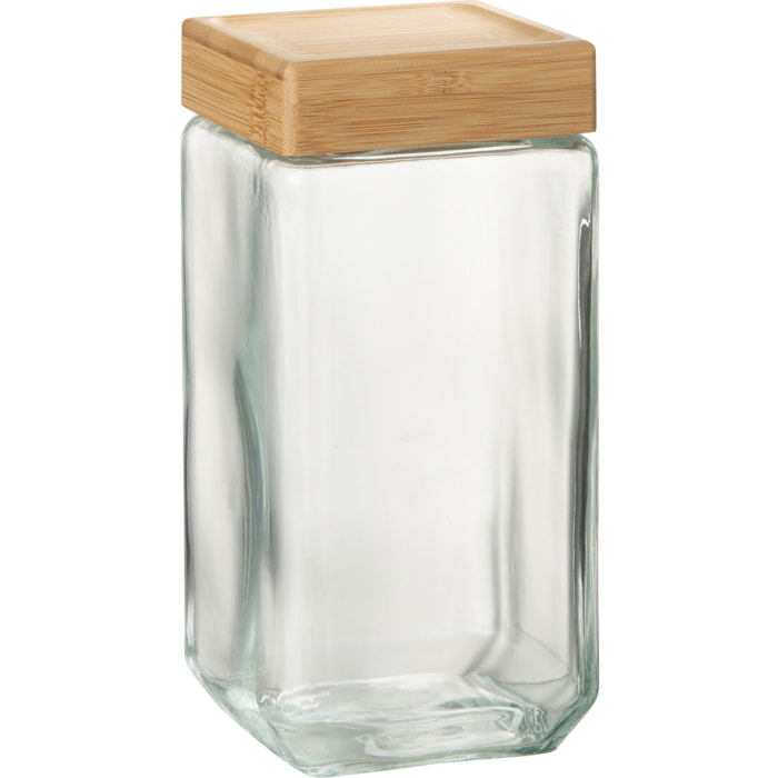 J-Line pot de conservation Louis - verre/bambou - transparent/naturel -  extra large