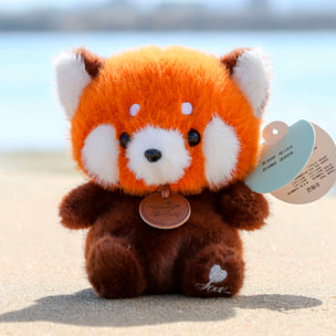 Peluche extra morbido e soffice. Design panda rosso. 17 cm.