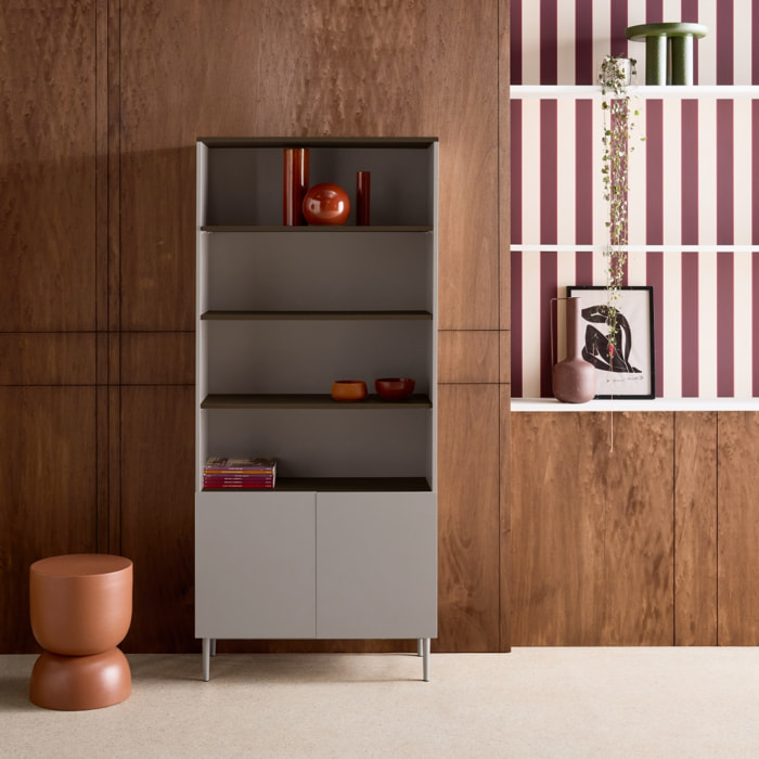 Etagère, bibliothèque métal et décor bois 6 niveaux ASHTON