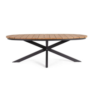 Tavolo fisso ZELMAR effetto legno e struttura in alluminio antracite 218x115 cm