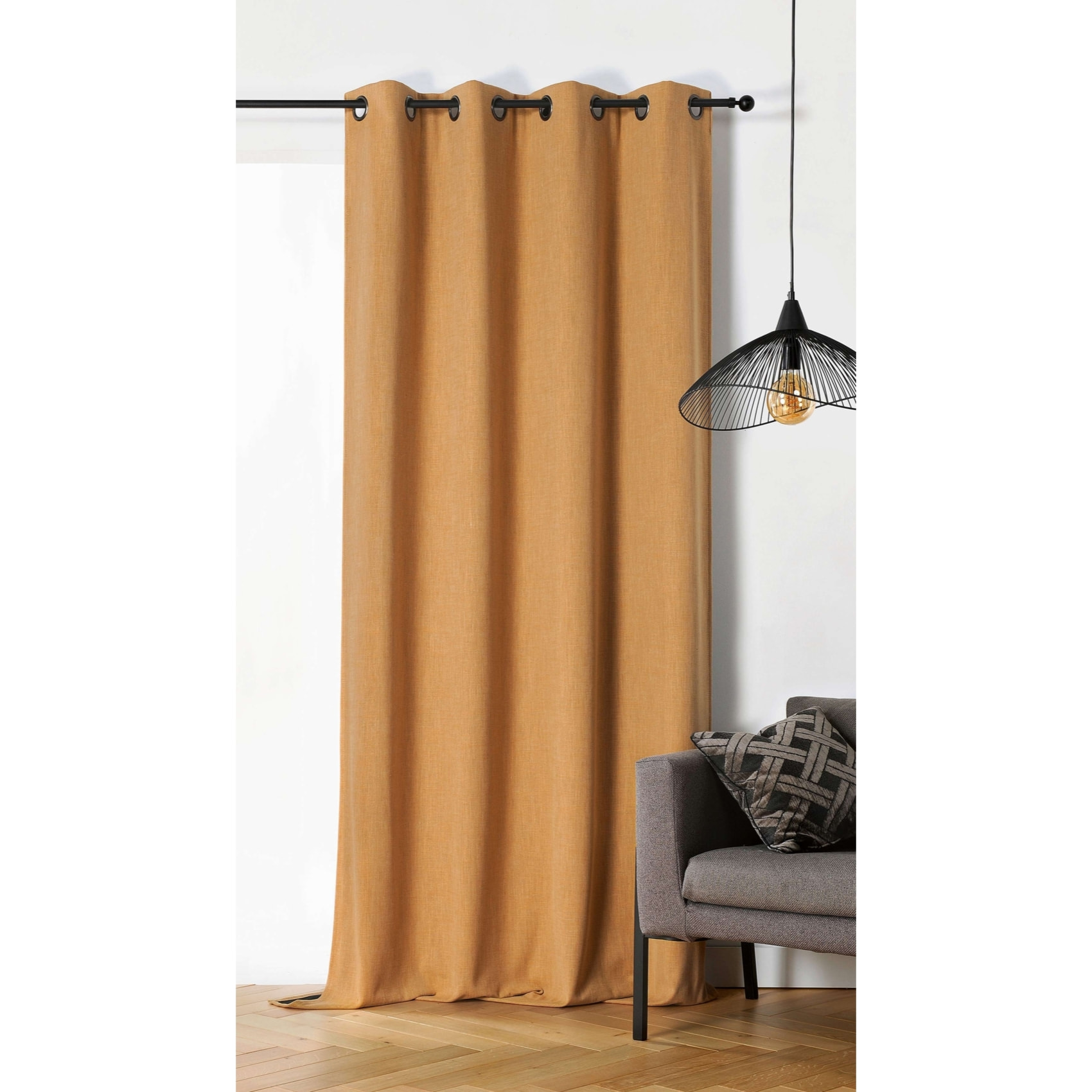 Rideau obscurcissant et isolant  -  - Effet tissé - Jaune
