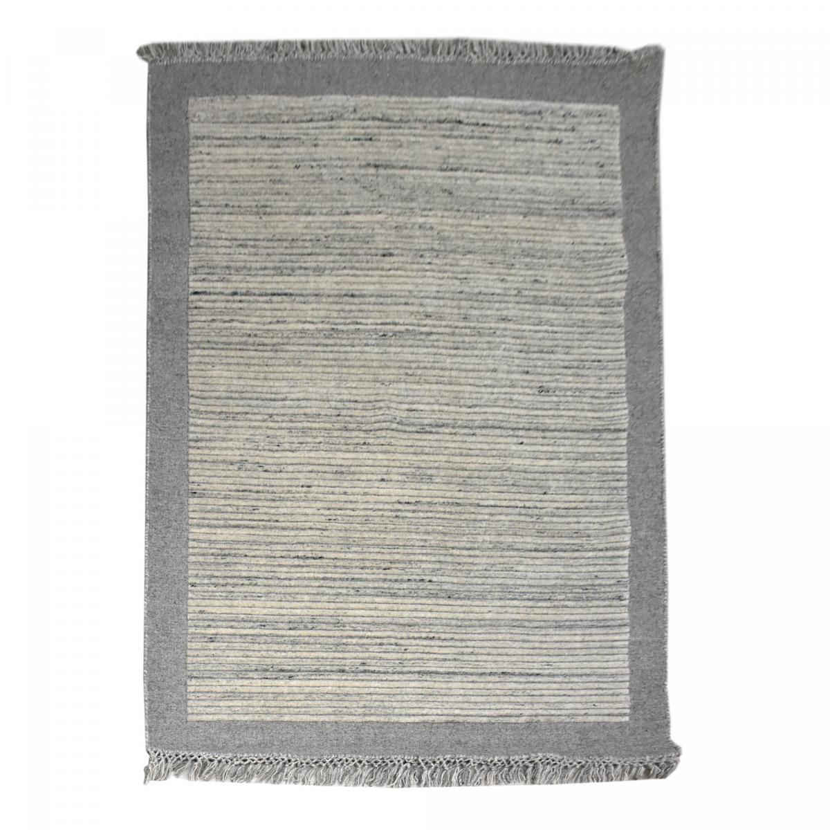 Tapis entièrement noué à la mains en laine motif Ligne grises