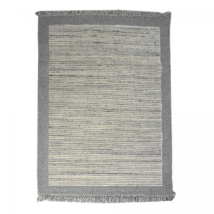 Tapis entièrement noué à la mains en laine motif Ligne grises