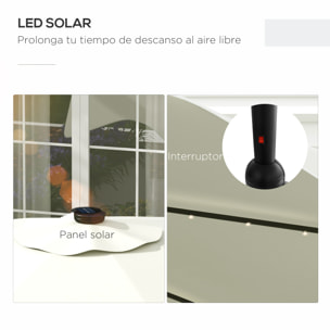 Sombrilla de Jardín Ø292x248 cm Parasol de Terraza Manual con 32 Luces LED Solares 8 Varillas Impermeable y Rejillas de Ventilación para Patio Balcón Crema