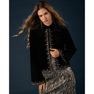 Chaqueta de terciopelo bordada de mujer