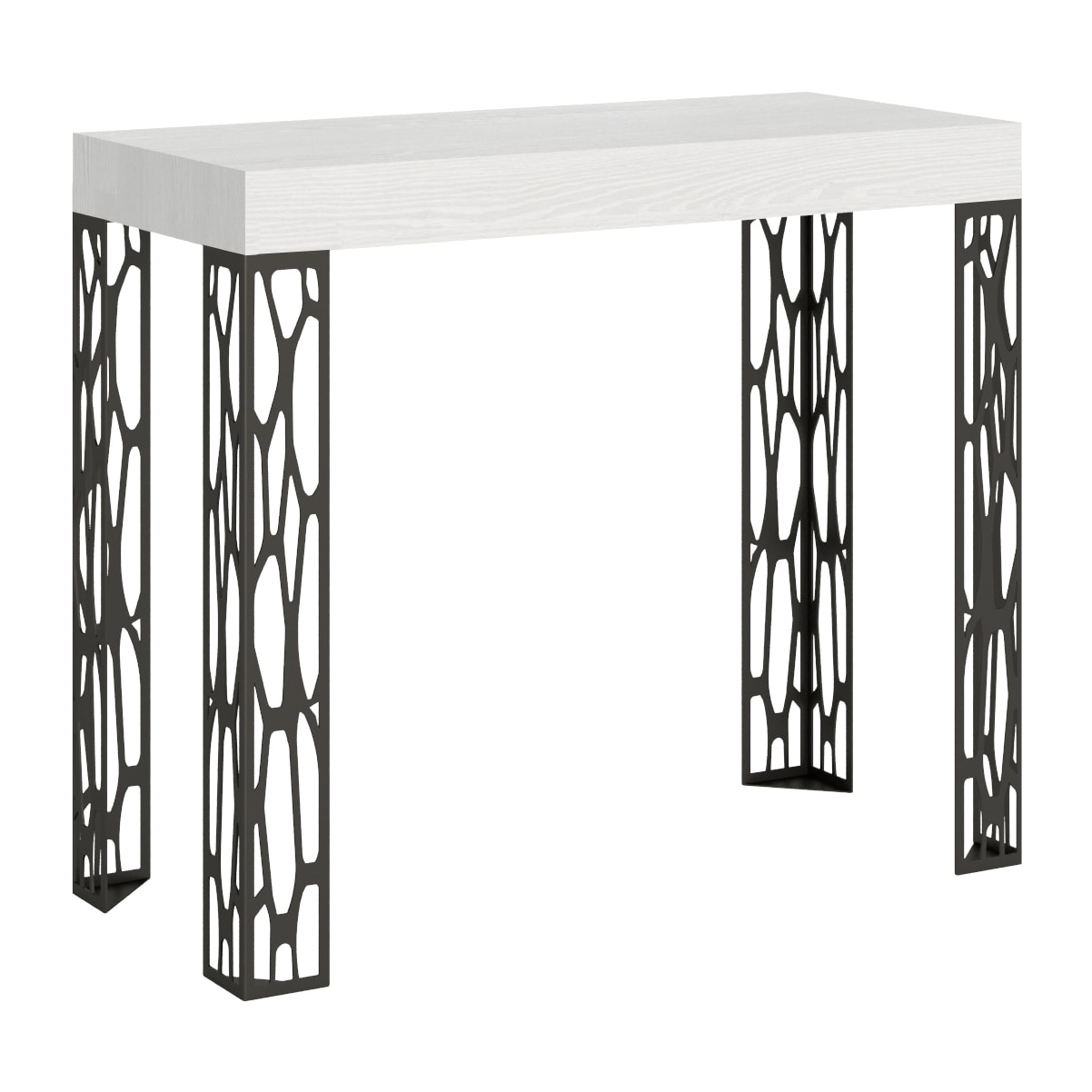 Consolle allungabile 90x40/300 cm Ghibli Bianco Frassino telaio Antracite.
