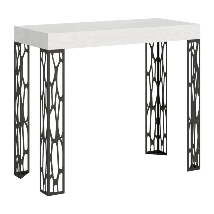Consolle allungabile 90x40/300 cm Ghibli Bianco Frassino telaio Antracite.