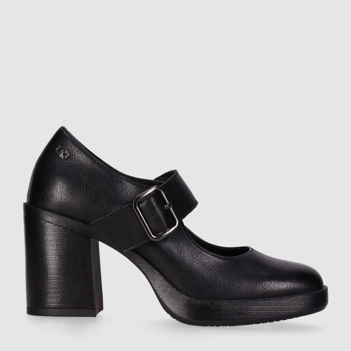 Zapatos de Piel - Negro - Tacón: 6 cm