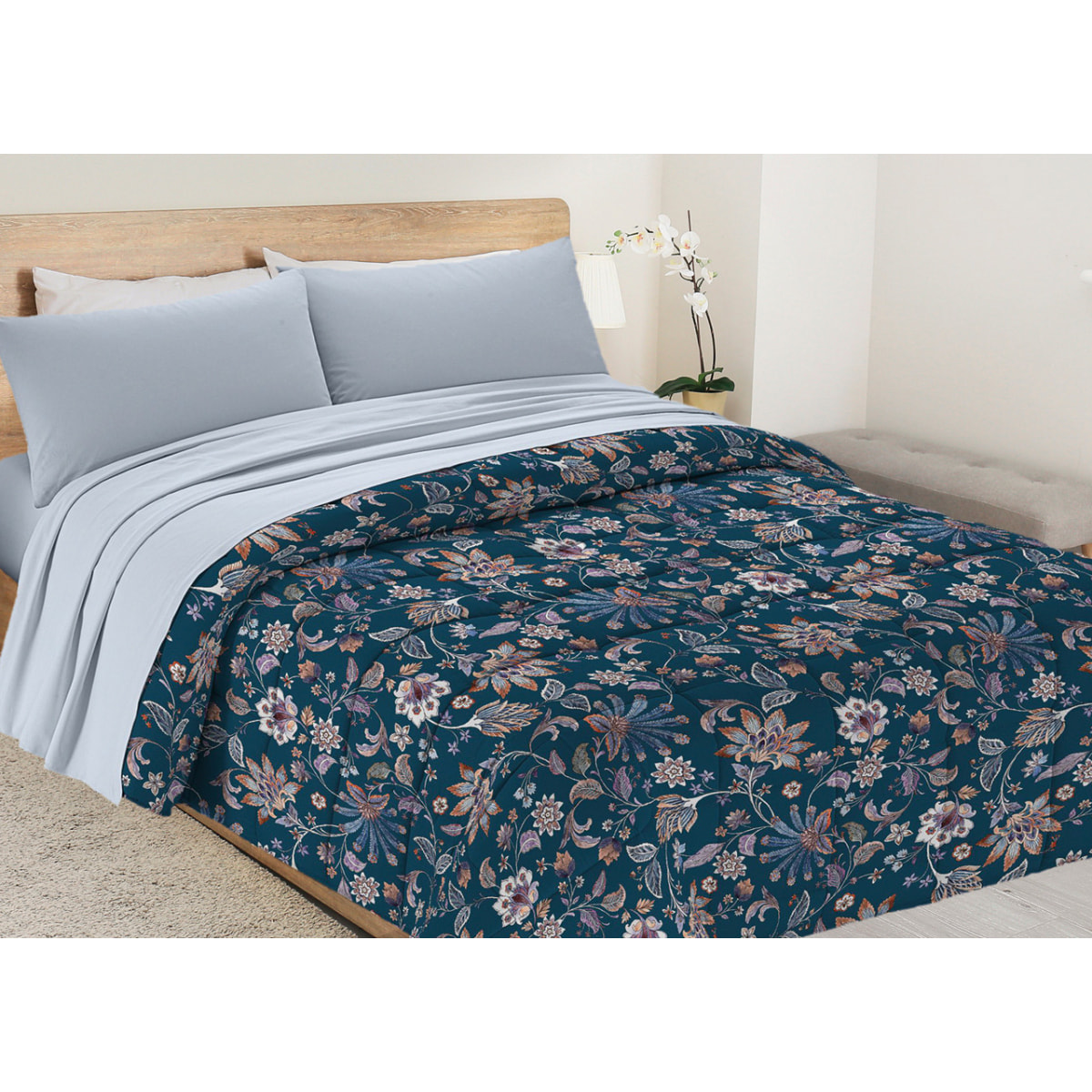 Trapunta Invernale 300gr Diadema Flora Stampa Digitale Fantasia Floreale D7