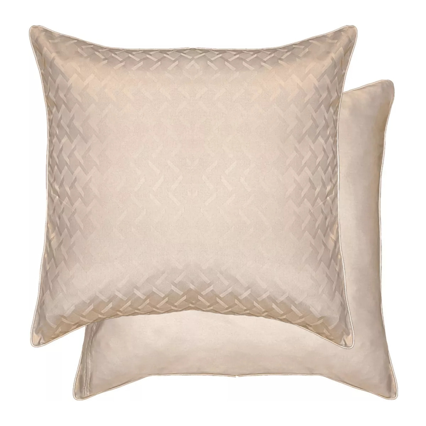 Lot de 2 taies satin de coton motif jacquard beige Adagio lin