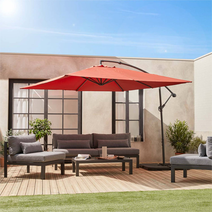 Parasol déporté carré 3x3m - Hardelot 3x3m - Terracotta - Manivelle anti-retour | Toile déperlante | Facile à utiliser