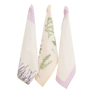 Lot de 3 torchons Garrigue 70x45cm en coton