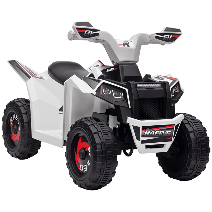 Quad Eléctrico para Niños 6V, Quad para Niños de 18-36 Meses con Avance y Retroceso, Velocidad de 2,5 km/h, Blanco