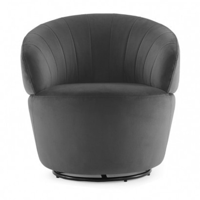 Fauteuil rond pivotant en velours - 5 coloris - ROMANE