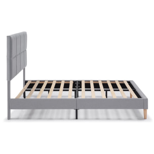 Estructura de cama tapizada Silvi de 30 cm Gris Claro