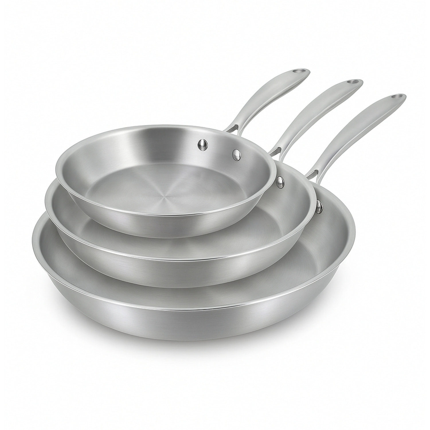 Lot de 3 poêles en acier inoxydable - tous feux TRIPLY